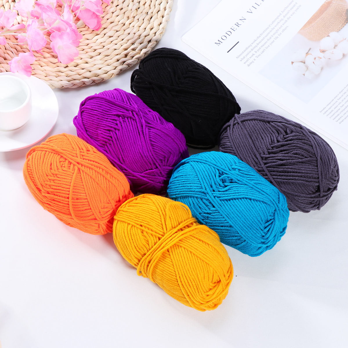 Soft Milk Cotton Yarn for Hand Knitting and Crochet - Ideal for Scarf, Hat,  and Sweater - Premium Wool Yarn for Crochet Supplies (Color : 25)