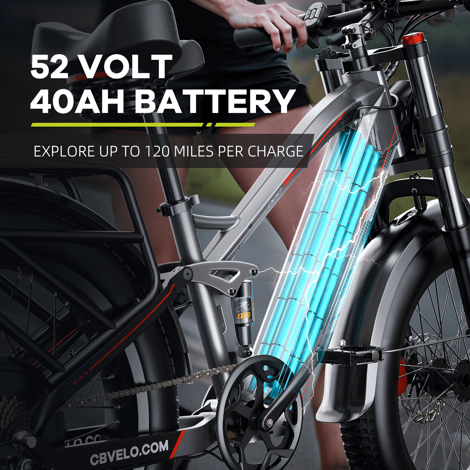 26“ Electric Bike for Adult,5000w Peak,up 150 Miles 52V 40Ah Battery Ebike,26" x 4.0 Fat Tire Adult Electric Bicycles for All Terrain,Electric Mountain E-Bike,UL Certified Commuter Ebikes, 7-Speed