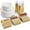 Gold Dinnerware Set, variant on Gold Rimmed Disposable Plastic Dinnerware Set for 100 Guests - 10" Plates, " Salad Plates, Cups & Cutlery