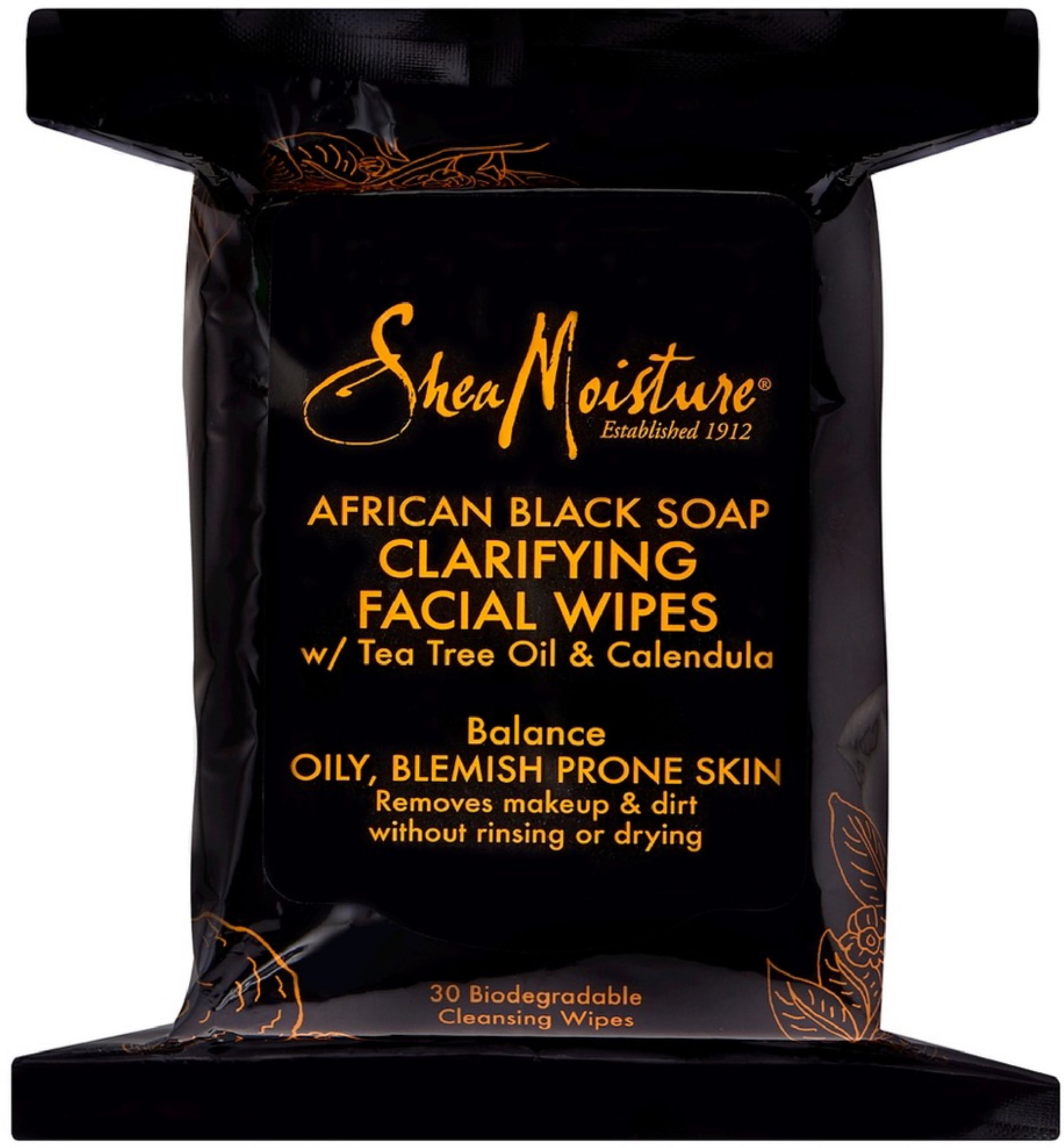 6 Pack Shea Moisture African Black Soap Facial Wipes 30 ea Walmart