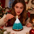 thumbnail image 4 of Scented Christmas Tree Candles, 3.7 Inch Large Holiday Aromatherapy Candle with Cedar Fragrance, Long Burning Soy Wax for Home Table Decor, Party, and Winter Decorations, 4 of 5