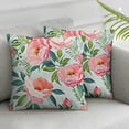 thumbnail image 3 of BANET Throw Pillow Cover Set of 2, Nostalgic Themed Bunch of Buds Fresh Nature, Decorative Square Covers for Couch Bed &amp; Sofa, Green Pink Off White 12x12in, 3 of 7