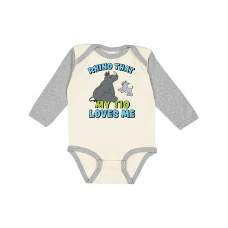 

Inktastic Rhino That My Tio Loves Me with Cute Rhinos Gift Baby Boy or Baby Girl Long Sleeve Bodysuit