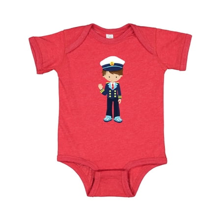 

Inktastic Cute Boy Boat Captain Skipper Brown Hair Gift Baby Boy Bodysuit