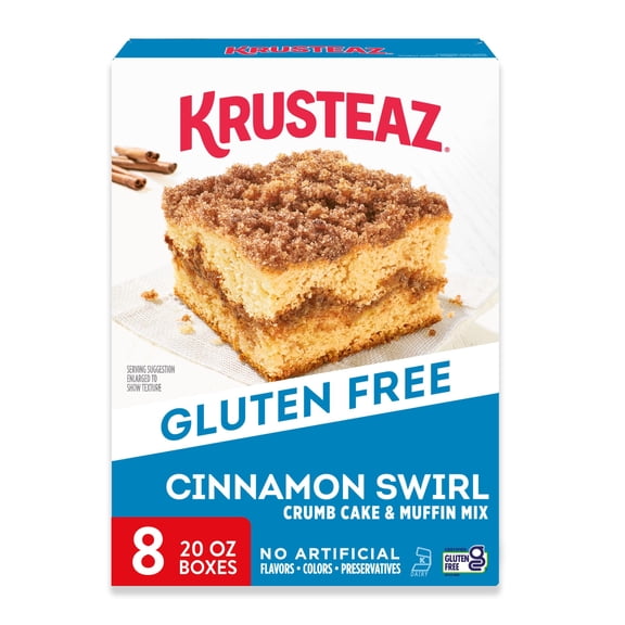 Krusteaz Gluten Free Cinnamon IEF31 Swirl Crumb Cake & Muffin Mix, 20 oz Boxes (Pack of 8)