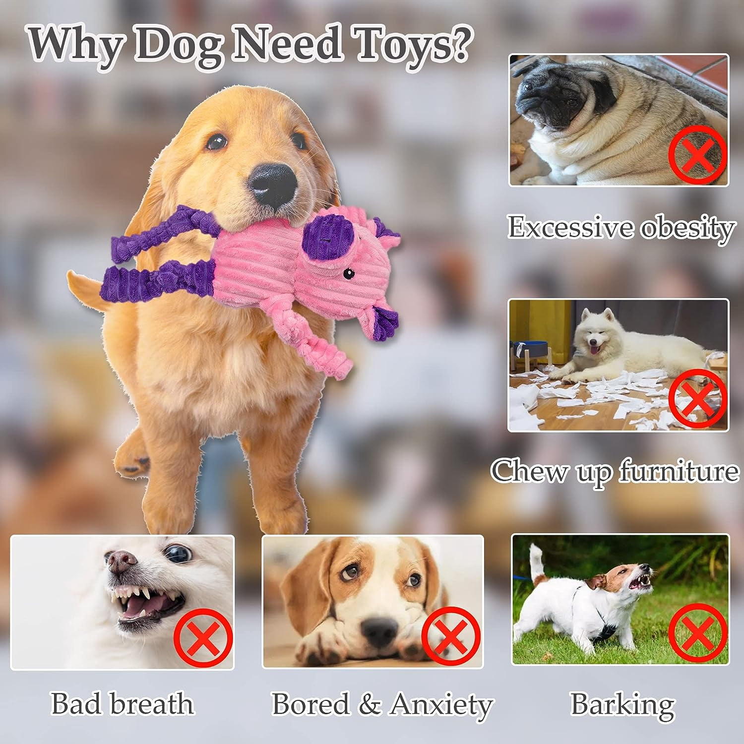 LECHONG Christmas Dog Toys for Small Dogs, 5 Pack, Stuffed Animal Squeaky Dog Toys for Medium and Large Dogs, Puppy Toys