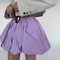 thumbnail image 4 of Gdvsclr Women'S Striped Elastic Waist Bubble Skirt Flared A Line Mini Puffy Skirts Pink L, 4 of 9