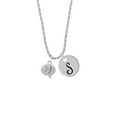 thumbnail image 2 of Delight Jewelry Silvertone Emoticon :-) - Smiling - Silvertone Script Initial Disc - S - Charm Necklace, 20"+3", 2 of 4