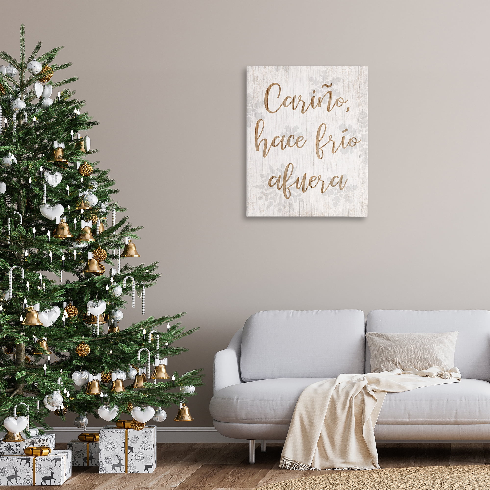Stupell Industries Cariño Hace Frio Afuera Holiday Painting Wrapped Canvas Art Print Wall Art, 30 x 40