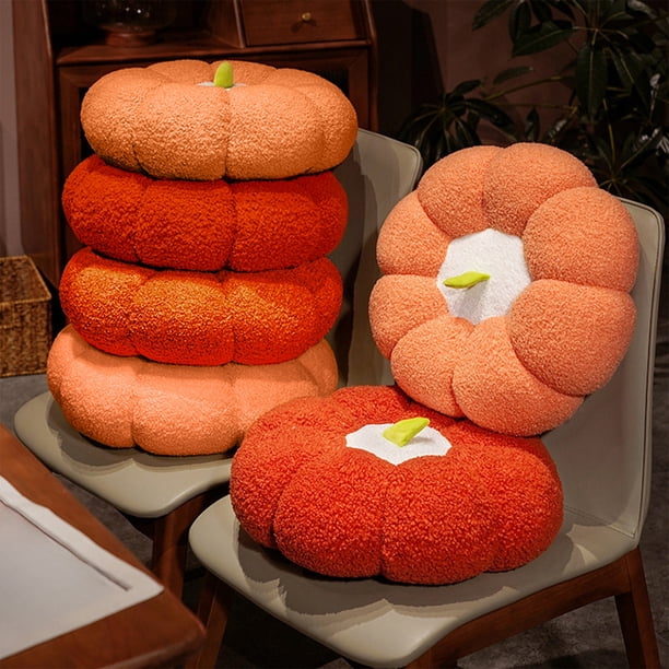 Fiudx Cojín con Forma de Calabaza, Relleno de Espuma de Polipropileno Suave y Elástica, Tejido de Terciopelo, Cómodo Asiento de Suelo, Tatami, Asiento para Invitados, Cama para Mascotas, Tamaño 40 X