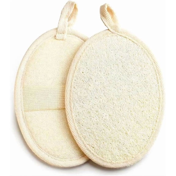 Premium Egyptian Natural Loofah Sponge (2 Pack) - Exfoliating Body Scrubber for Shower, Deep Cleansing Bath Pouf for Face & Body, Eco-Friendly Luffa for Men & Women