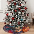 thumbnail image 5 of Lsque Colorful Floral Skull A Print Christmas Tree Skirt, Tree Skirt with Ties or Velcro, Perfect for Holiday Decorations, Halloween, and New Year-30", 5 of 7