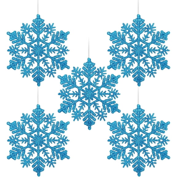 30pcs 4''/10cm Sparkling Glittered Plastic Snowflake Ornaments Christmas Tree Decorations
