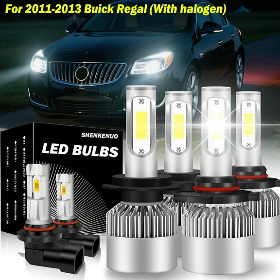 H7 Headlights for 2011-2013 Buick Regal 6000K White H7 H11 Hi/ Lo Beam 9145 Fog light Bulbs,6pc