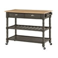 thumbnail image 3 of Convenience Concepts French Country 3 Tier Butcher Block Kitchen Cart with Drawers, Wirebrush Dark Gray/Butcher Block, 3 of 3