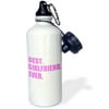 3dRose Pink Best Girlfriend Ever text anniversary valentines day gift for her, Sports Water Bottle, 21oz