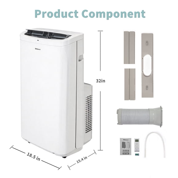 Shinco 14,000 BTU White Portable Air Conditioner with Heater up to 700 Sq. Ft, Ac Heater Combo Window Unit, Portable AC Unit with Dehumidifier & Fan, Cools & Heats,Remote Control and Window Kit