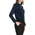 thumbnail image 4 of INSPIRE CHIC Women's Satin Top Long Sleeves Elegant V Neck Collar Work Office Blouse XL Navy Blue, 4 of 6