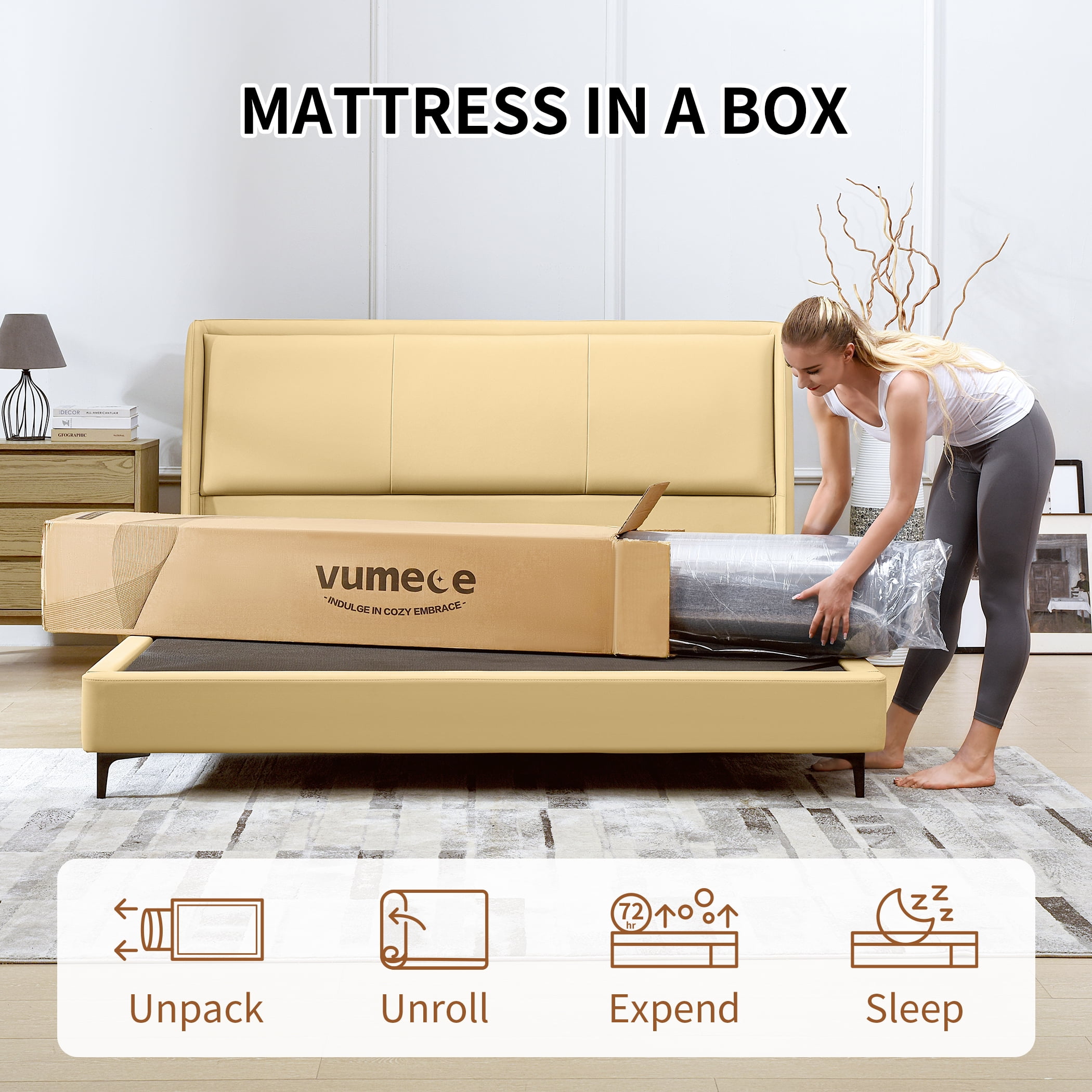 Vumece Full Mattress, 10 Inch Gel Memory Foam Medium Firm, Fiberglass Free, CertiPUR US