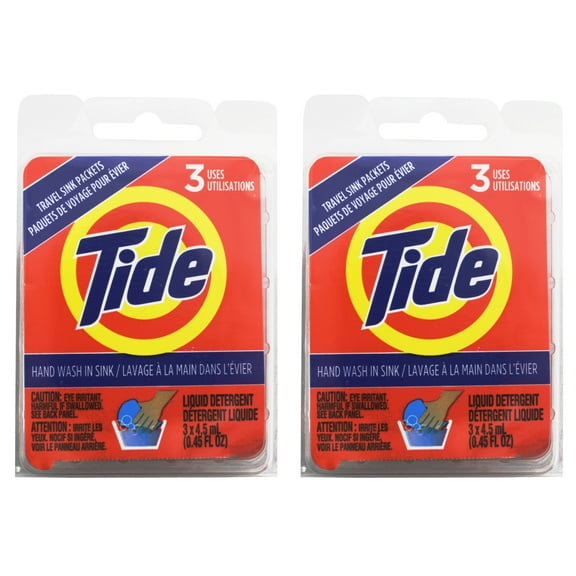 Tide Liquid Detergent Travel Sink Packets 3 ea (Pack of 2)
