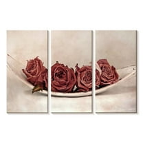 Elephant Stock Quartet Of Roses Wall Art - Horizontal Multi Panel Canvas - Living Room Wall Decor - Floral And Botanical Multi Panel - Red And Pink Decor By Claudia Drossert - 23" x 14"