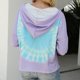 thumbnail image 5 of L Sudaderas con capucha de manga larga con cordón para mujer, suéter holgado con estampado Tie-dye y bloques de color, sudadera deportiva informal ligera con cuello en V, ropa de, 5 of 5