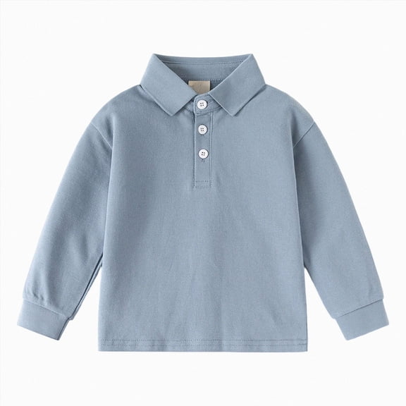 Gerichy Toddler Boys Long Sleeve Polo Shirts Soild Color School Uniform Tops Baby Boy Winter Clothes 1T-8T