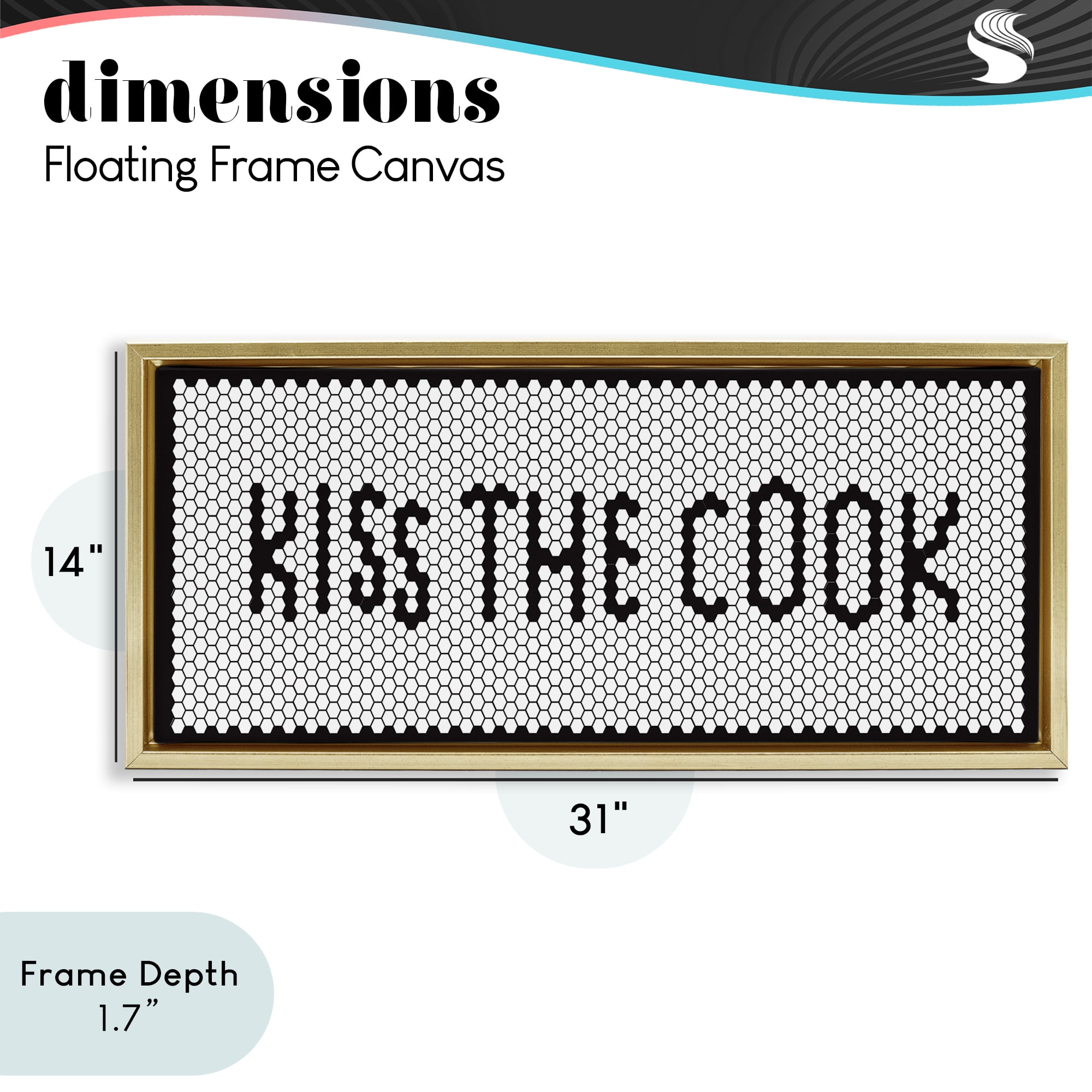 Stupell Industries Retro Kiss The Cook Gold Framed Floater Canvas Wall Art, design by Elizabeth Medley