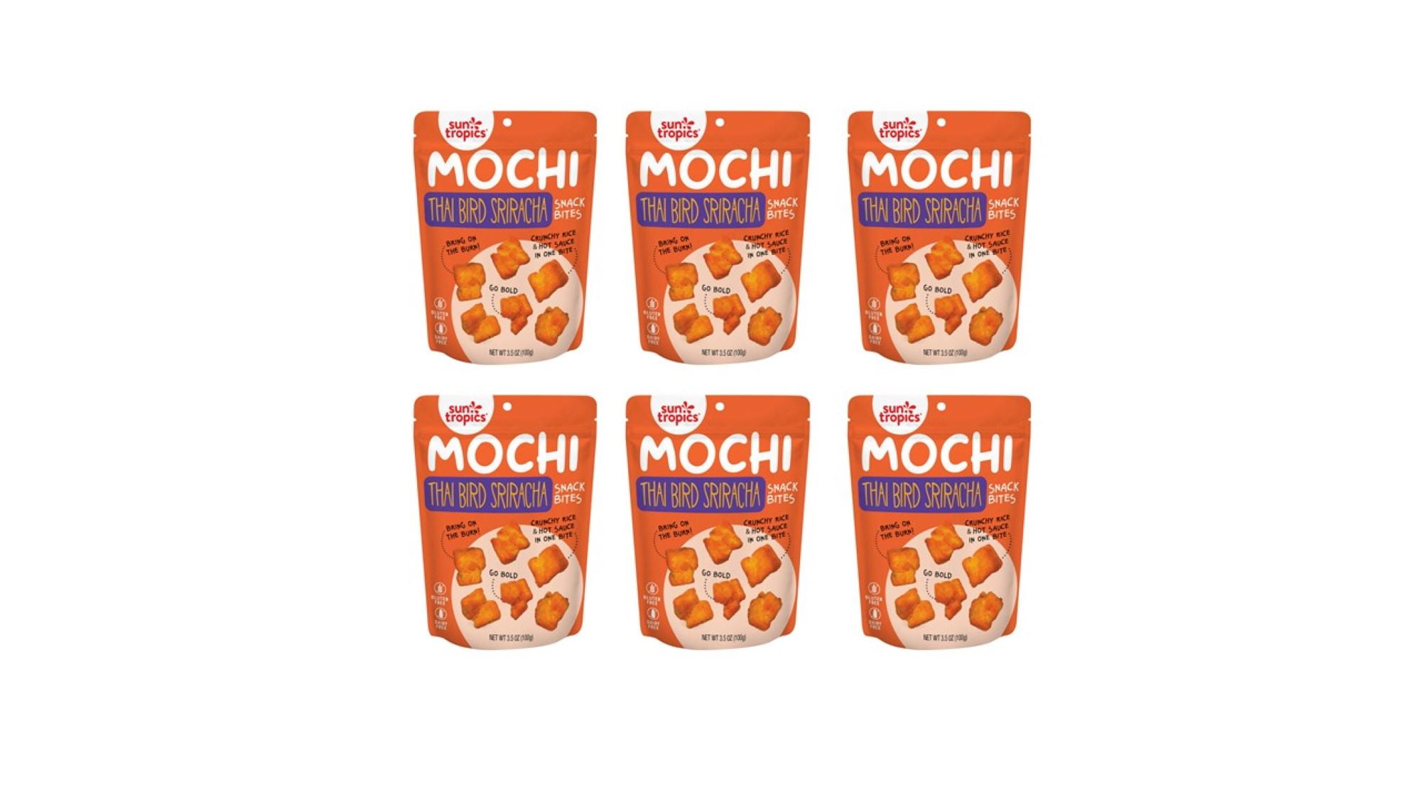 Sun Tropics MOCHI Snack Bites, Thai Bird Sriracha (3.5oz) 6-pack
