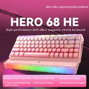 AULA Hero 68 HE 60% Wired Gaming Keyboard with Hall Effect Magnetic Switches, Adjustable Actuation, Rapid Trigger, RGB Backlight, Pink Gradient( Side-Printed, Black king Switch)