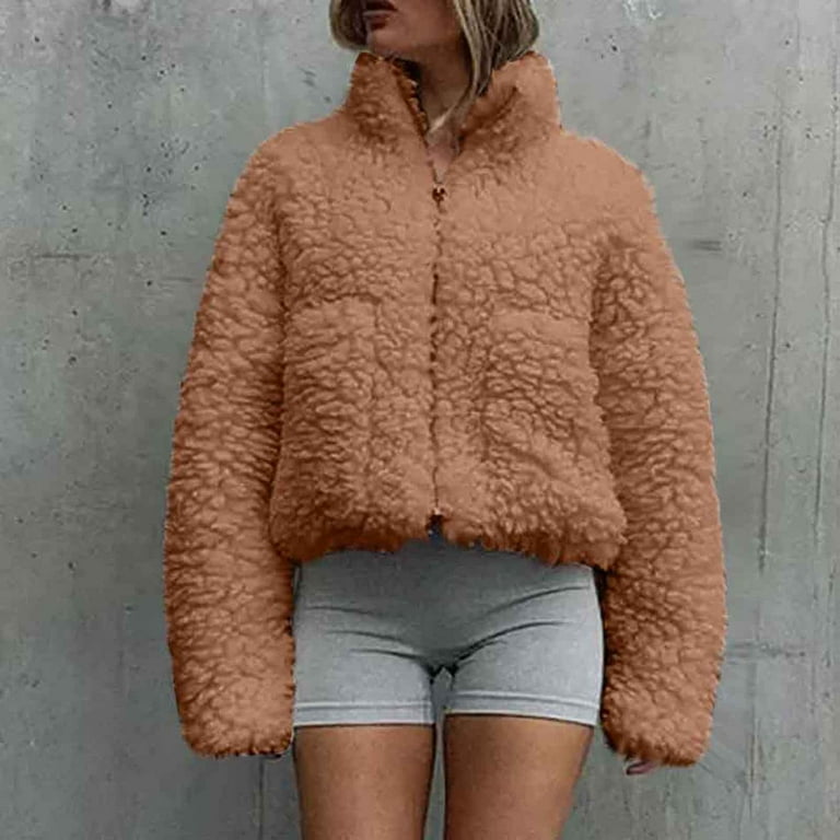 Khaki sales fluffy jacket
