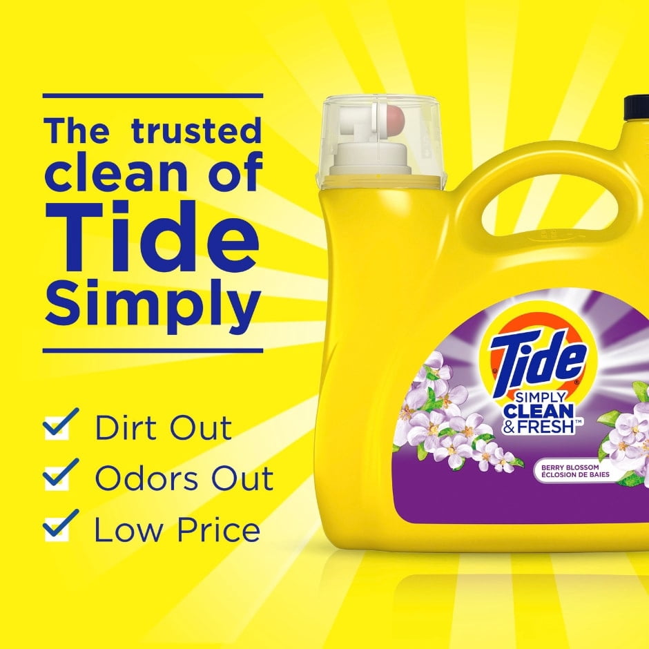 Tide Simply Clean & Fresh Berry Blossom Liquid Laundry Detergent (Pack 3) - 267 Loads, 384fl