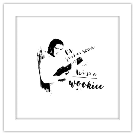Gallery Pops Star Wars: Saga – Princess Leia Kiss a Wookiee Wall Art White Framed Version 12 x 12