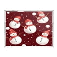 thumbnail image 2 of WOBOGO Acrylic Serving Trays 15.7x11.8 Inch Spill Proof Clear Decorative Organizer with Handle Snowman Pattern Of Red Background with Snowflakes, 2 of 7