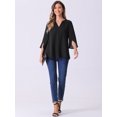 thumbnail image 3 of DARING DIVA Women's Chiffon Flowy Mesh Shirt Loose Work Tunic Blouse Top Black XS, 3 of 6