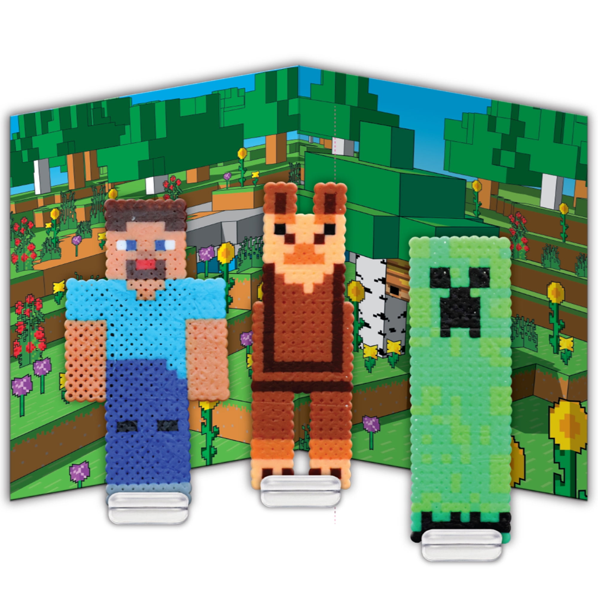 Tara Toy: Deluxe Pixel Art - Minecraft - 810pc DIY Bead Craft Kit, Design & Fuse, Make Character Magnets & Stickers, Play Scene, Guide Booklet, Kid 6+