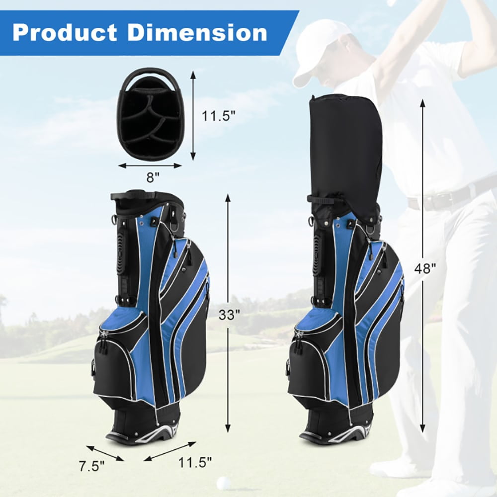 GVN Golf Stand Bag, Lightweight Golf Bag,Golf Stand Cart Bag with 6-Way Divider Carry Pockets-Blue