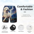 thumbnail image 2 of Kdxio Vintage Starry Sky Puppy Print Men's Swim Trunks with Compression Liner 7 Inch Inseam Quick Dry Swim Shorts, 2 of 5