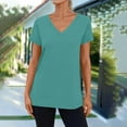 thumbnail image 6 of Lmnyox V Neck T Shirt Women's Basic Solid Color Short Sleeve Tee Shirt Casual Loose Summer Tops Clothes, 6 of 7