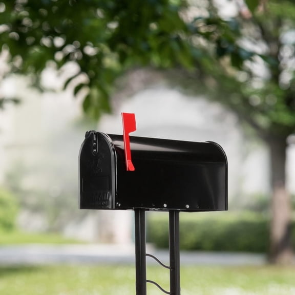 Galvanized Steel Post-Mount Mailbox Kit with Black Powder Coat for Curbside Delivery