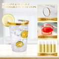 thumbnail image 3 of Vasos de plástico Vplus, 350 ml, con borde dorado, 150 unidades, reutilizables y transparentes, 3 of 6