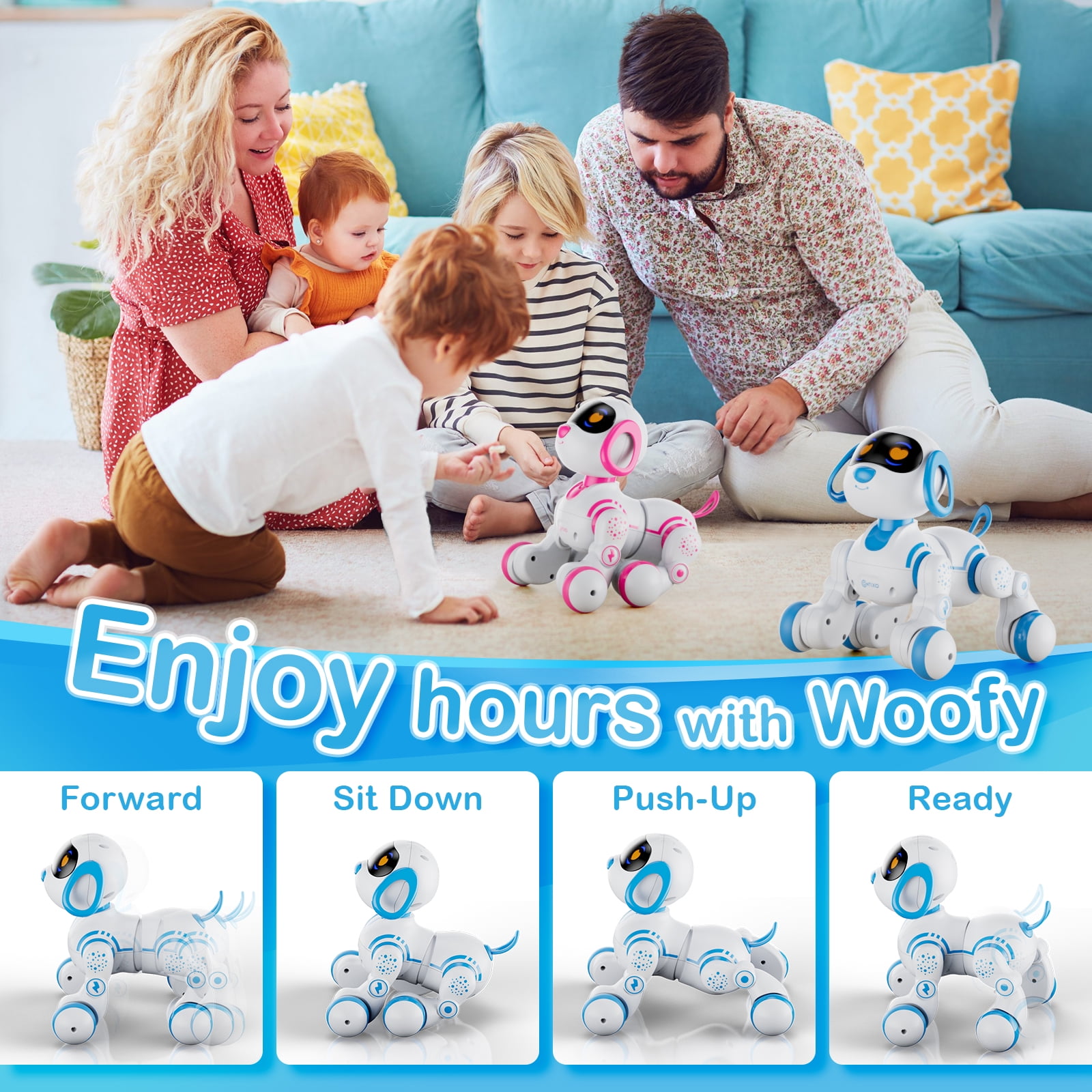 Contixo R3 Electronic Robot Dog, Interactive Smart Puppy Robot Toys, Kids Toys with Lights & Sounds, Blue