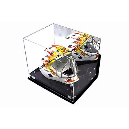 Deluxe Acrylic Catchers Helmet Display Case with Silver Risers Mirror and Wall Mount (A002-SR)