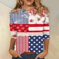 thumbnail image 3 of KDDYLITQ 250th Anniversary Independence Day Shirts for Women Vintage National Flag Print Crew Neck Blouses July 4th Usa Star Stripes Freedom Tops 250 Years Birthday Loose 3/4 Sleeve T-Shirts Red XL, 3 of 6