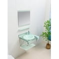 thumbnail image 3 of Lorixon Modern Wall-Mount Bathroom Vanity Set, 24 Inch Light Blue Glass Top, Single Sink with Mirror and Shelves, Stainless Steel Frame, 3 of 8