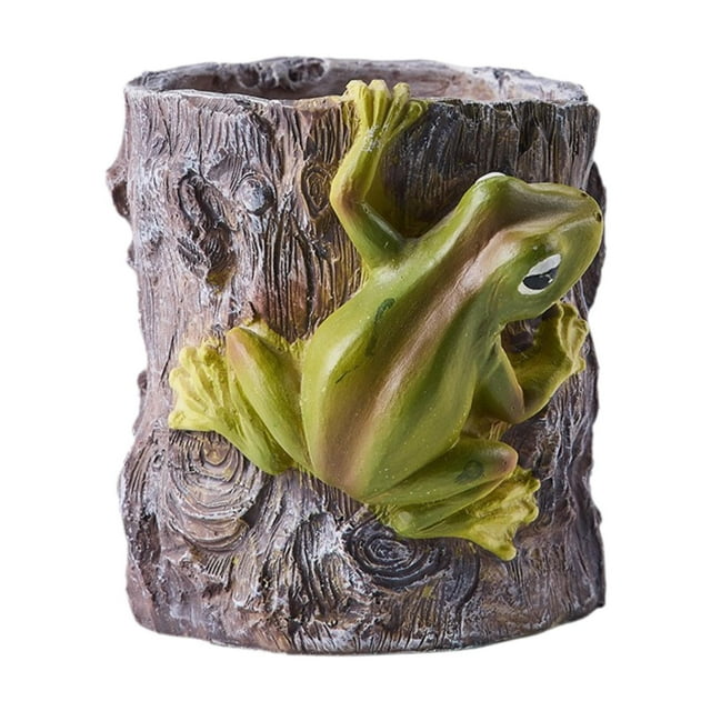 Maceta con estatua de rana para decoración de escritorio, versátil, 9 x 3,9 pulgadas Estilo B