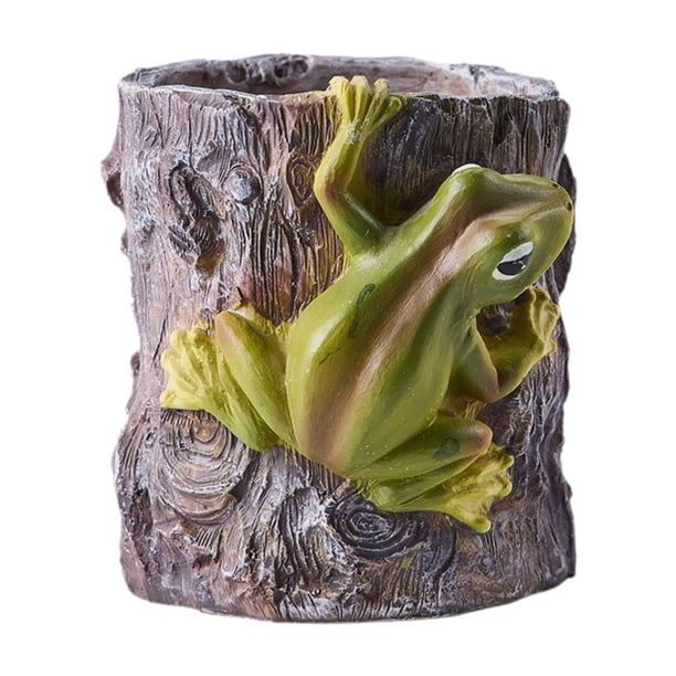 Maceta con estatua de rana para decoración de escritorio, versátil, 9 x 3,9 pulgadas Estilo B