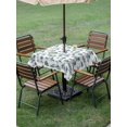 thumbnail image 4 of Outdoor Tablecloth with Umbrella Hole for Patio/Picnic/Party/Camping, Farmhouse Castle Waterproof Table Cloth Square Cover Washable, Country Green Tree Vintage Plants Garden (60"x 60"), 4 of 8