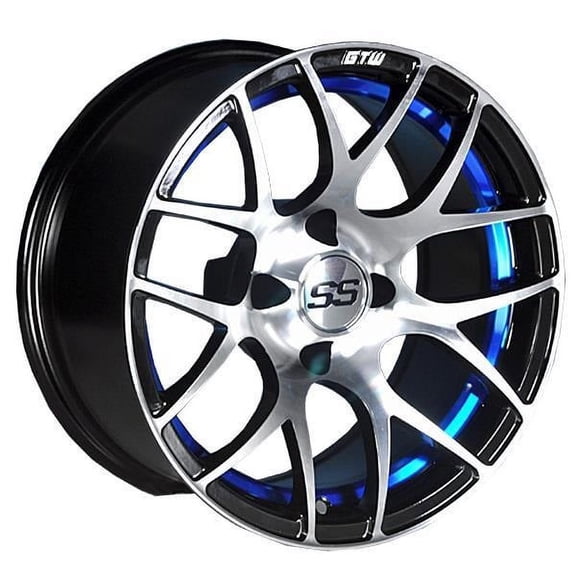 GTW Pursuit 14x7 Golf Cart Wheel - Gloss Black/Blue (4/4) 3 4 [19-105]