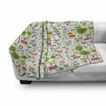 thumbnail image 3 of Zoo Soft Flannel Fleece Throw Blanket, Happy Friendly Jungle Animals Giraffe Monkey and Butterfly Trees Flowers Zoo Nature, Cozy Plush for Indoor and Outdoor Use, 50" x 70", Multicolor, by Ambesonne, 3 of 6